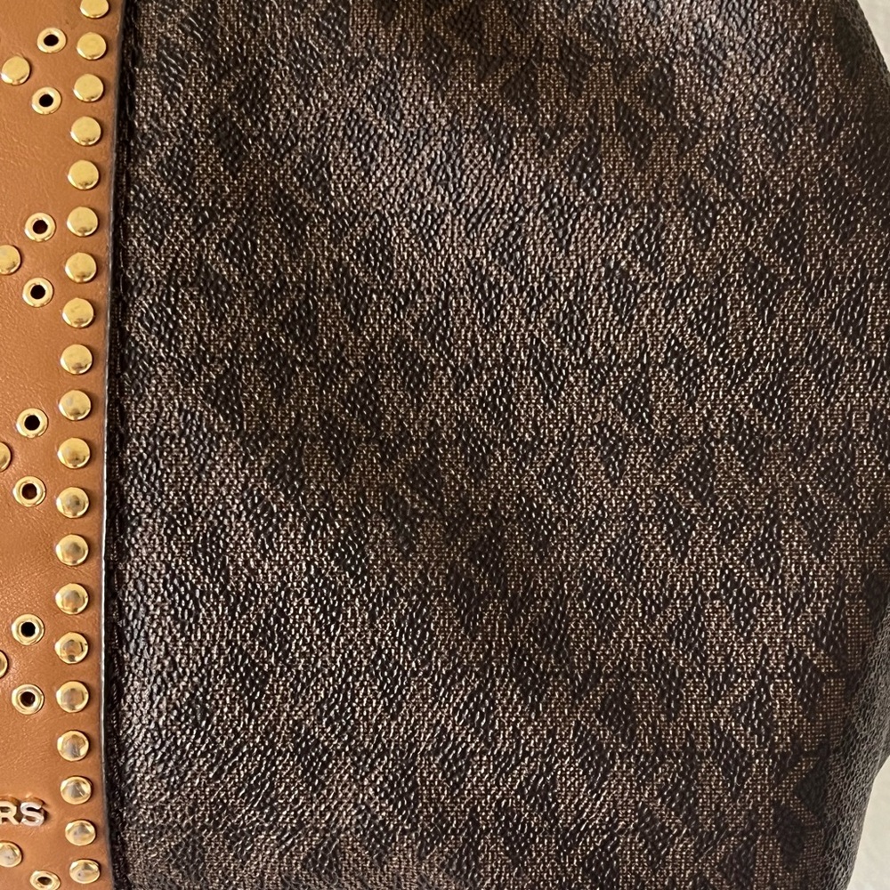 Michael Kors Brown Signature Coated Canvas Raven Large Purse Tote Bag - Picture 5 of 16
